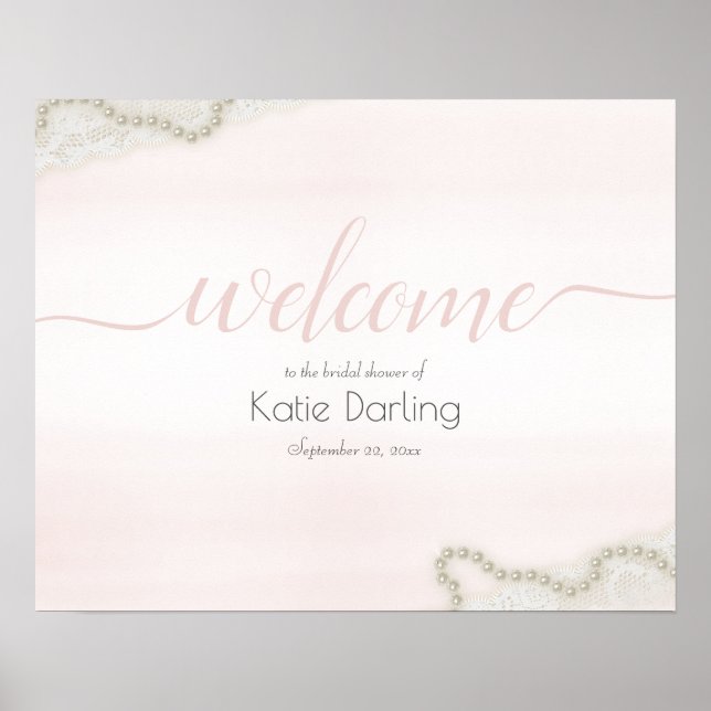 Pearls and Lace Bridal Welcome Sign (Front)