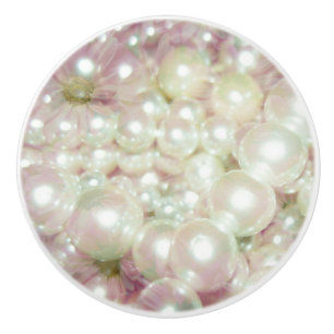 Pearls And Pink Daisy Ceramic Knob