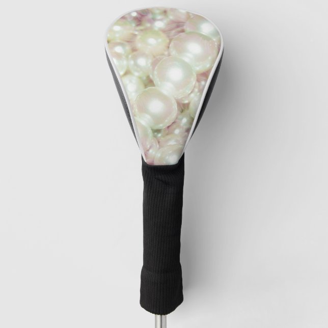 Pearls And Pink Daisy Golf Head Cover (Front)