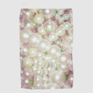 Pearls And Pink Daisy Golf Towel