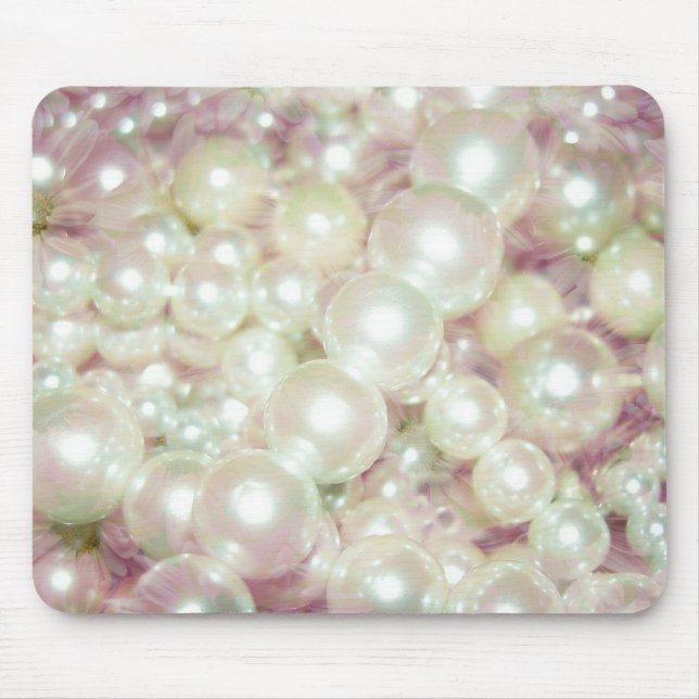Pearls And Pink Daisy Mouse Mat (Front)