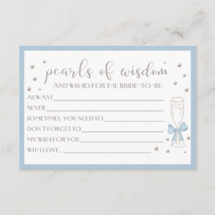Pearls and Prosecco Blue Bow Bridal Shower Card
