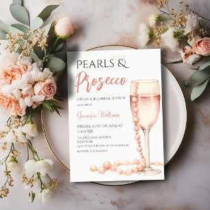 Pearls and Prosecco Blush Pink Bridal Shower Invitation