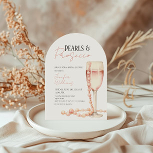 Pearls and Prosecco Blush Pink Bridal Shower Invitation