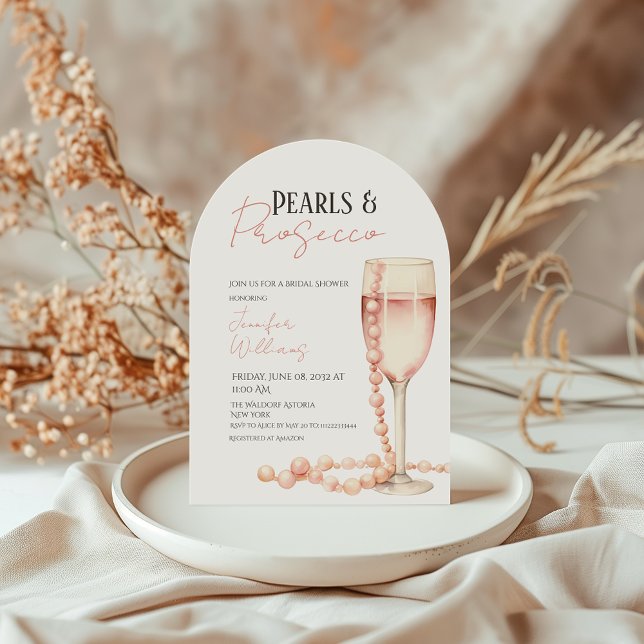 Pearls and Prosecco Blush Pink Bridal Shower Invitation (Creator Uploaded)