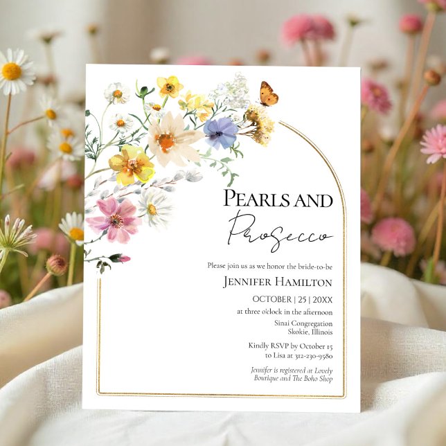 Pearls and Prosecco Boho Bridal Shower Invitation (Creator Uploaded)