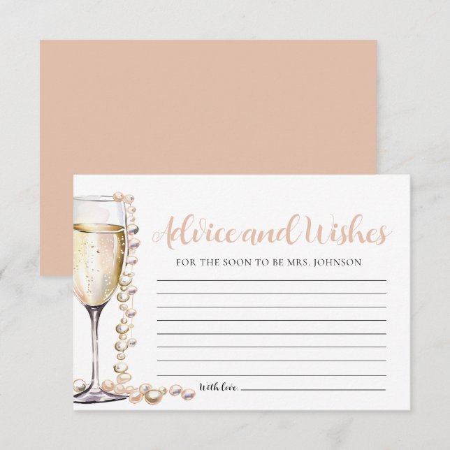 Pearls and Prosecco Bridal Advice and Wishes Card (Front/Back)