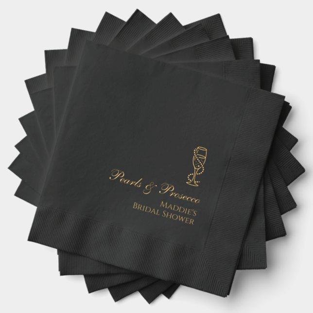 Pearls and Prosecco Bridal Foil Stamped Napkins (Insitu (Stacked))