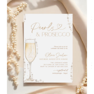 Pearls and Prosecco Bridal Shower, Bridal Brunch  Invitation