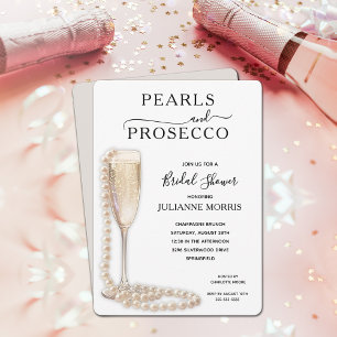 Pearls and Prosecco Bridal Shower Brunch & Bubbly Invitation