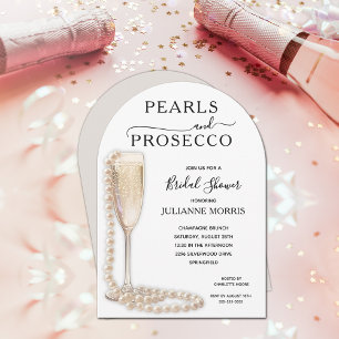 Pearls and Prosecco Bridal Shower Brunch & Bubbly Invitation