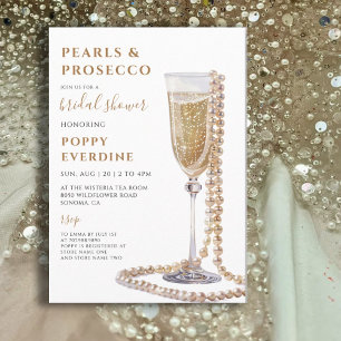 Pearls And Prosecco Bridal Shower Brunch Invitation