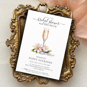 Pearls And Prosecco Bridal Shower Brunch Invitation