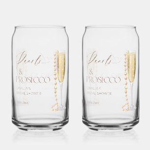 Pearls And Prosecco Bridal Shower Can Glass