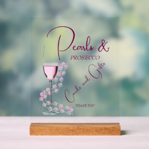 Pearls and Prosecco Bridal Shower Cards and Gifts Acrylic Sign