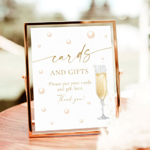 Pearls and Prosecco Bridal Shower Cards and Gifts Poster