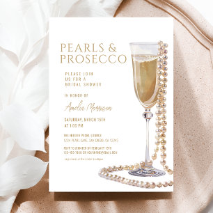 Pearls and Prosecco Bridal Shower Champagne  Invitation