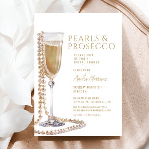 Pearls and Prosecco Bridal Shower Champagne  Invitation