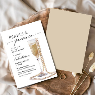 Pearls and Prosecco Bridal Shower Champagne  Invitation