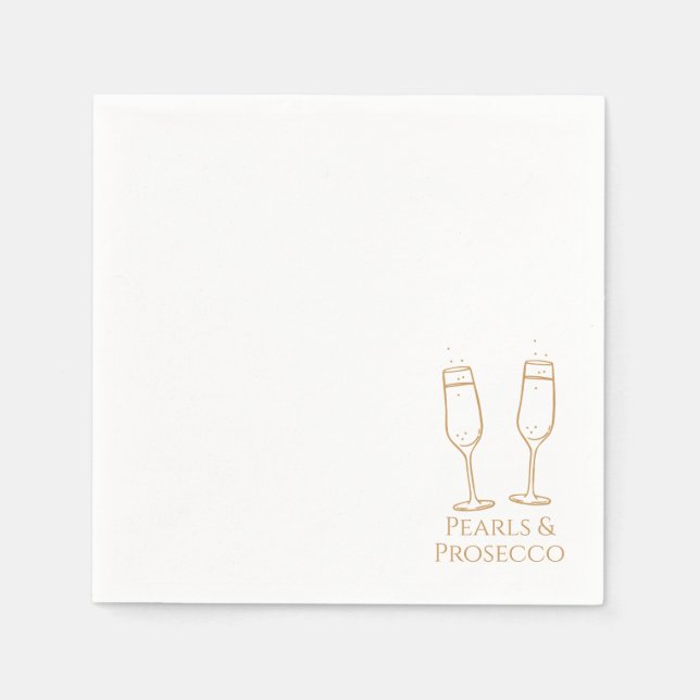 Pearls and Prosecco Bridal Shower Cocktail Napkin (Front)