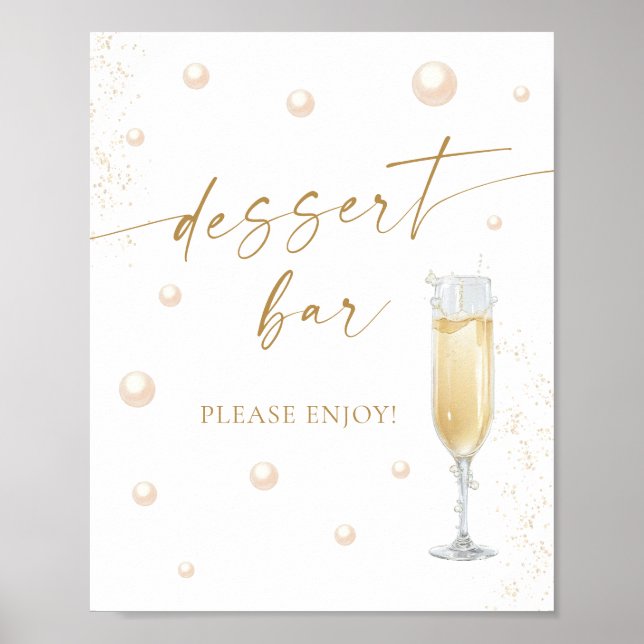 Pearls and Prosecco Bridal Shower Dessert Bar Poster (Front)