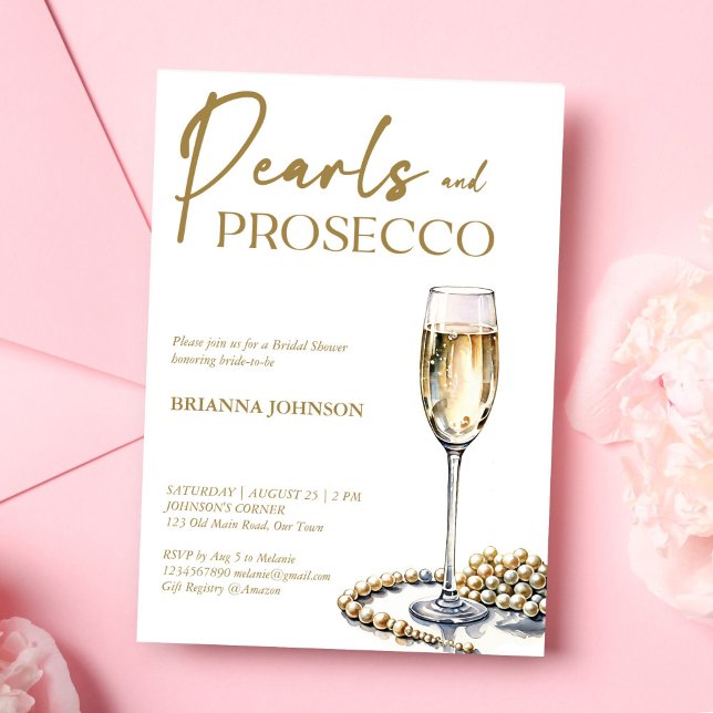 Pearls and prosecco bridal shower elegant invitation (Pearls and prosecco bridal shower elegant invitation editable template instant digital download)
