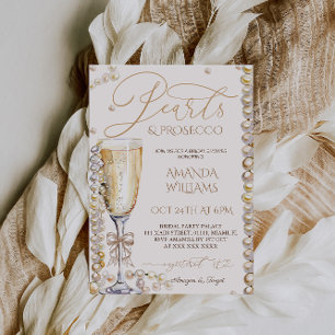 Pearls and Prosecco Bridal Shower Elegant Invitation