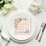 Pearls and prosecco bridal shower elegant printed napkin<br><div class="desc">Pearls and prosecco bridal shower blush pink coral elegant monogram printed napkins template soft blush pink roses and pearl garlands glass of wine pearl themed party personalised tableware table decor</div>