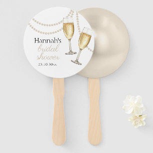 Pearls and prosecco bridal shower favor hand fan