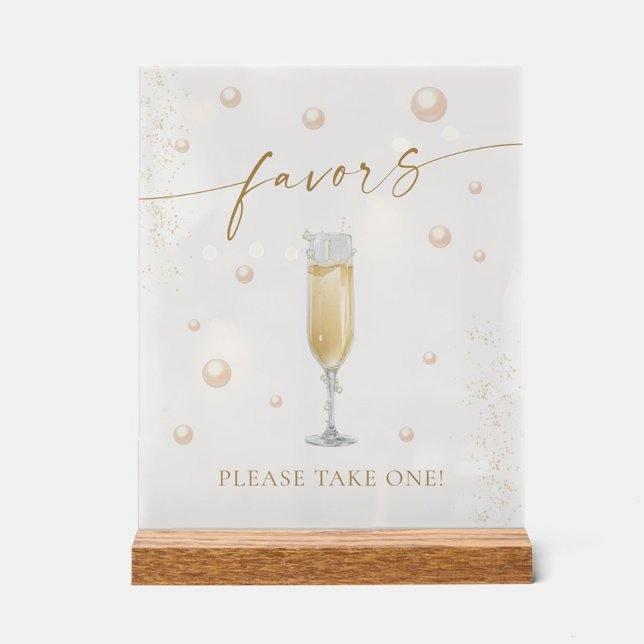Pearls and Prosecco Bridal Shower Favours Acrylic Sign (Creator Uploaded)
