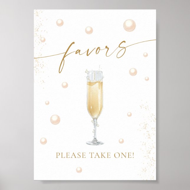 Pearls and Prosecco Bridal Shower Favours Poster (Front)