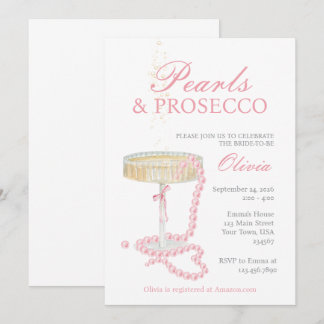 Pearls and Prosecco Bridal Shower Invitation