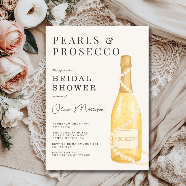 Pearls and Prosecco Bridal Shower Invitation (Creator Uploaded)