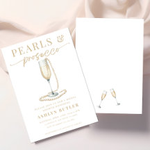 Pearls and Prosecco Bridal Shower Invitation