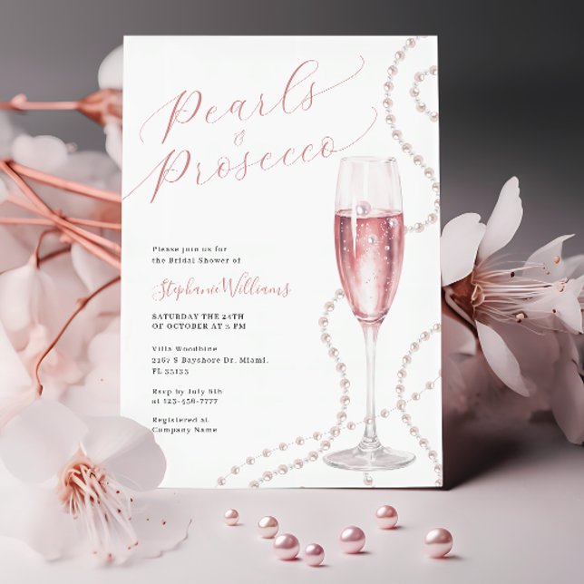 Pearls and Prosecco Bridal Shower Invitation (Creator Uploaded)