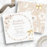 Pearls and Prosecco Bridal Shower Invitation<br><div class="desc">Elevate your celebration with our Pearls and Prosecco Bridal Shower Invitation. Featuring delicate watercolor boho chic cream and tan florals adorned with lovely pearls and gold-dusted champagne glasses, this collection exudes timeless sophistication. Perfect for a champagne brunch affair, this collection sets the tone for an unforgettable gathering filled with laughter...</div>