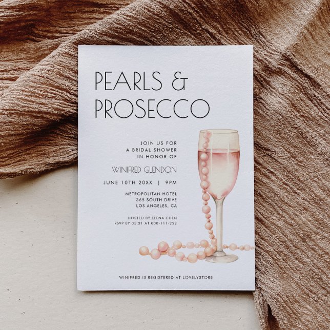Pearls and Prosecco Bridal Shower Invitation (Creator Uploaded)