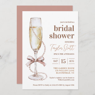 Pearls and Prosecco Bridal Shower Invitation