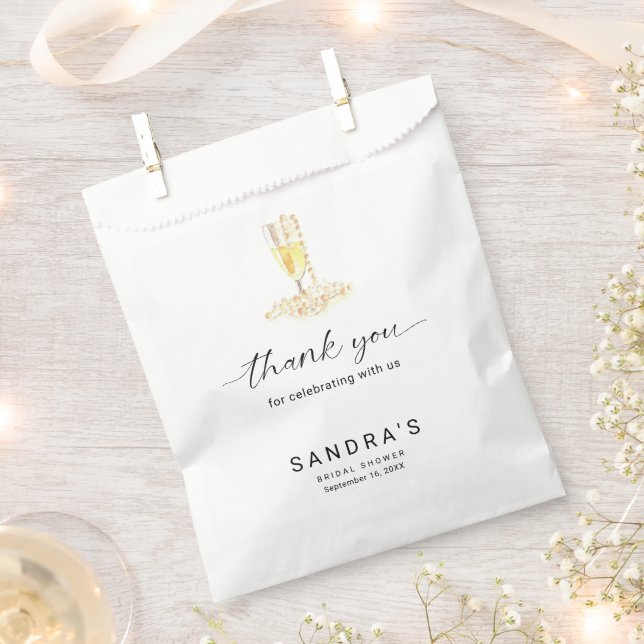 Pearls and Prosecco Bridal Shower Minimal Modern  Favour Bags (Clipped)