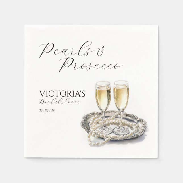 Pearls and Prosecco Bridal Shower Napkin (Front)