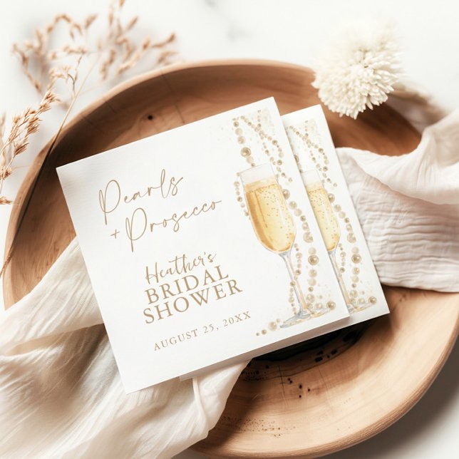 Pearls and Prosecco Bridal Shower  Napkin (Creator Uploaded)