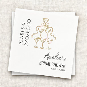 Pearls and Prosecco Bridal Shower  Napkin