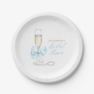 Pearls and Prosecco Bridal Shower Paper Plate