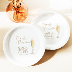 Pearls and Prosecco Bridal Shower  Paper Plate