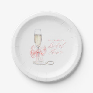 Pearls and Prosecco Bridal Shower Paper Plate