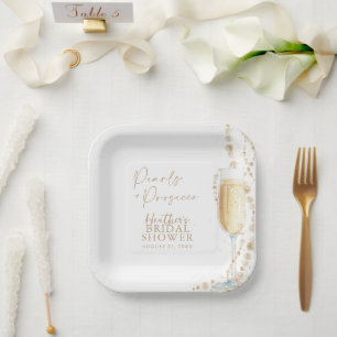 Pearls and Prosecco Bridal Shower Paper Plate