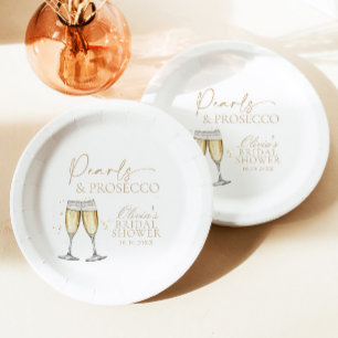 Pearls and Prosecco Bridal Shower  Paper Plates