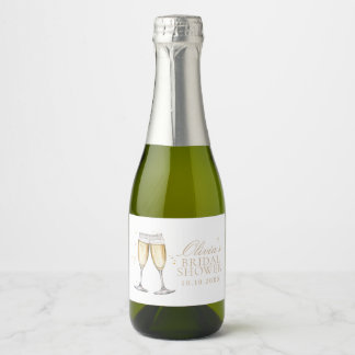 Pearls and Prosecco Bridal Shower Paper Plates Sparkling Wine Label