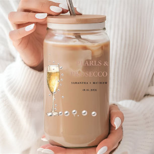 Pearls And Prosecco Bridal shower Party Can Glass