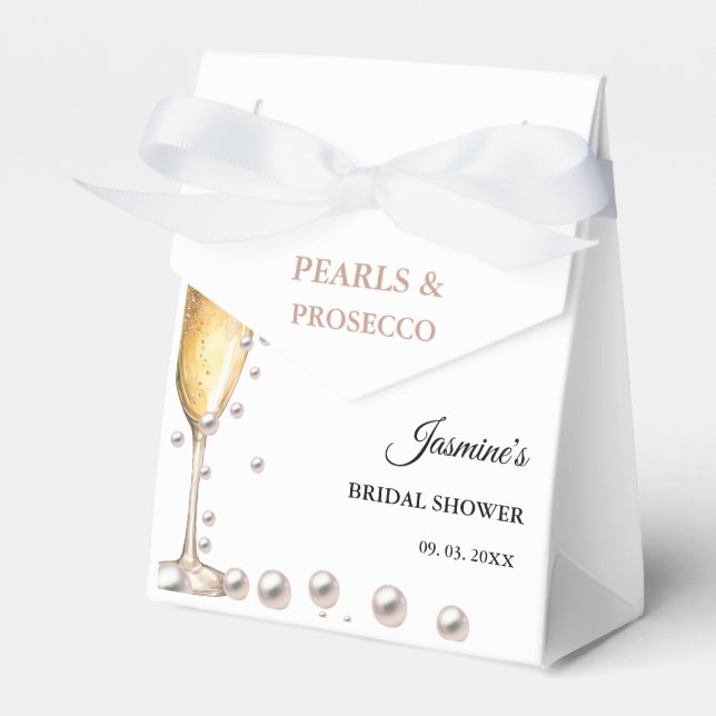 Pearls And Prosecco Bridal shower Party Favour Box (Front Side)
